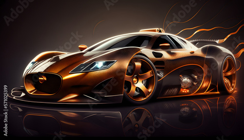 Super car with a unique coloring gold metallic 