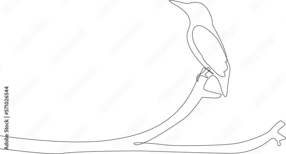 A simple continuous line drawing of a beautiful bird on a branch. Minimalist Animals concept, simple line, vector illustration, black and white design. A simple continuous line drawing of a beautiful bird on a branch. Minimalist Animals concept, simple line, vector illustration, black and white design.