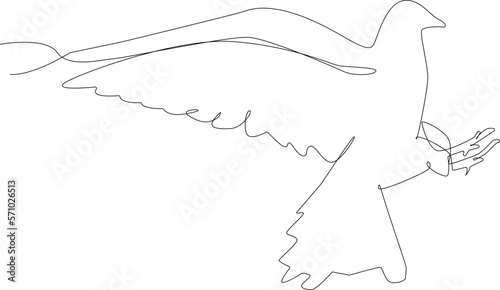 A simple continuous line drawing of a beautiful bird was flying. Minimalist Animals concept, simple line, vector illustration, black and white design.