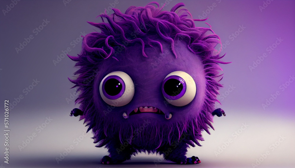 Cute purple little monster, generative ai