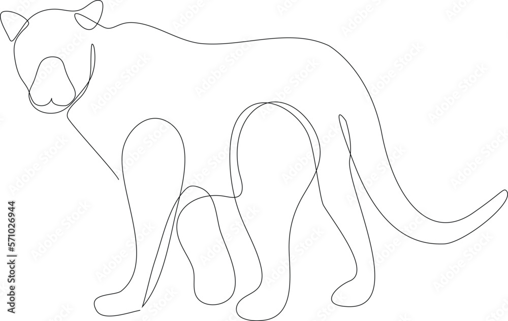 Obraz premium A simple continuous line drawing of a big tiger. Minimalist Animals concept, simple line, vector illustration, black and white design.