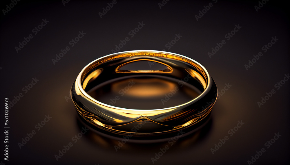 Golden ringisolated with a dark backgrop background in shiny light, generative ai Golden ringisolated with a dark backgrop background in shiny light, generative ai