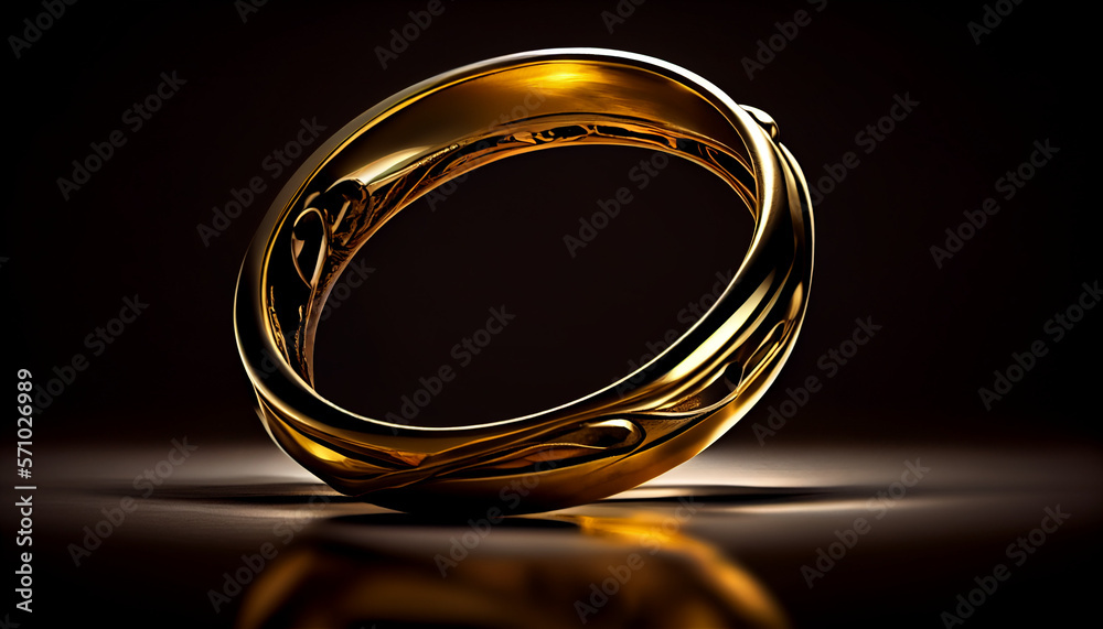 Golden ringisolated with a dark backgrop background in shiny light, generative ai Golden ringisolated with a dark backgrop background in shiny light, generative ai