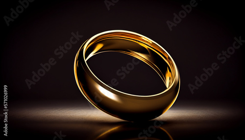 Golden ringisolated with a dark backgrop background in shiny light, generative ai