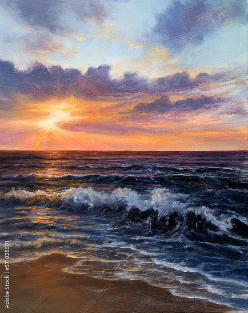 Obraz premium Golden sunrise on the beach