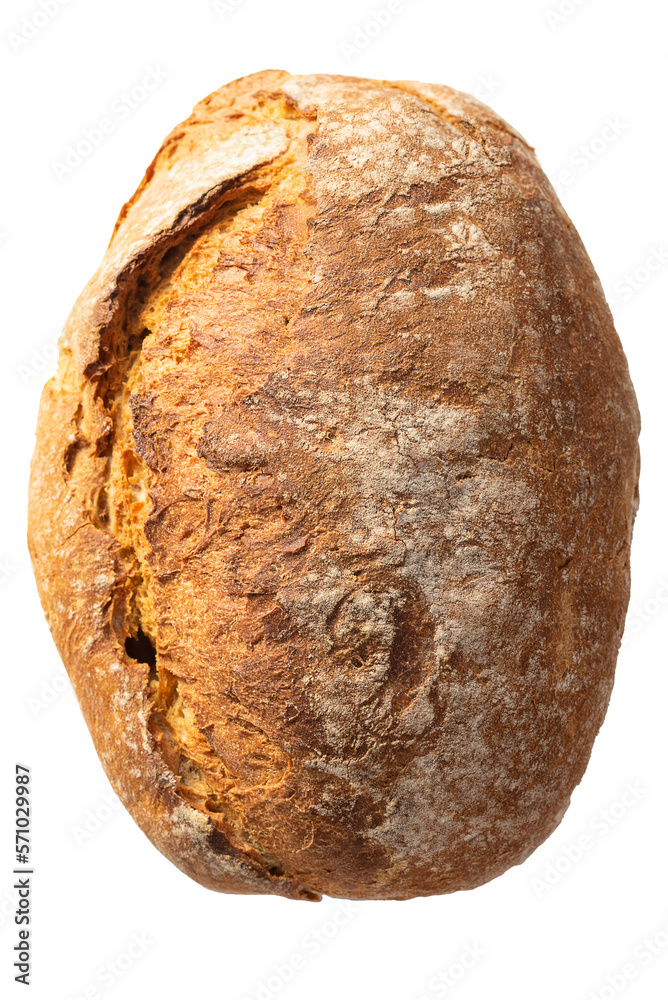 PNG. Round bread made from dark flour. view from above
