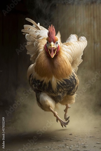 image, chicken running, generative ai