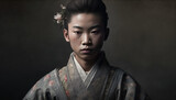 young samurai,  traditional clothing, Generative AI