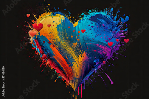 colorful painted heart, Valentine's day