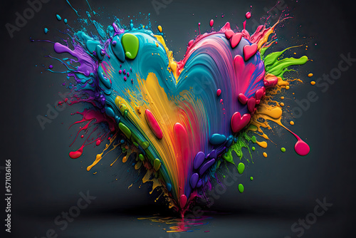 colorful painted heart, Valentine's day