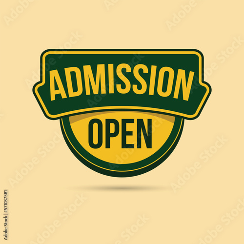 colorful admission open badge design for social media post template
