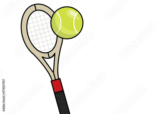 Tennis racket and ball of tennis green color on a white background