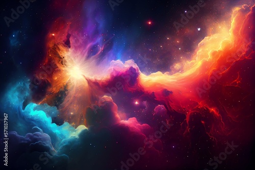 Deep space abstract colorful background with galaxy, stars and cosmic gas nebula type. Generative AI