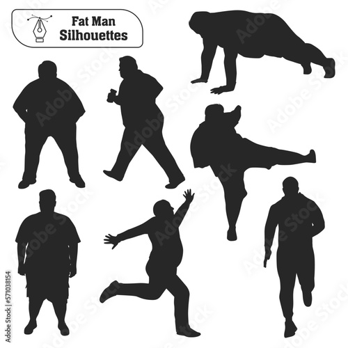 Fat man Silhouettes vector collection