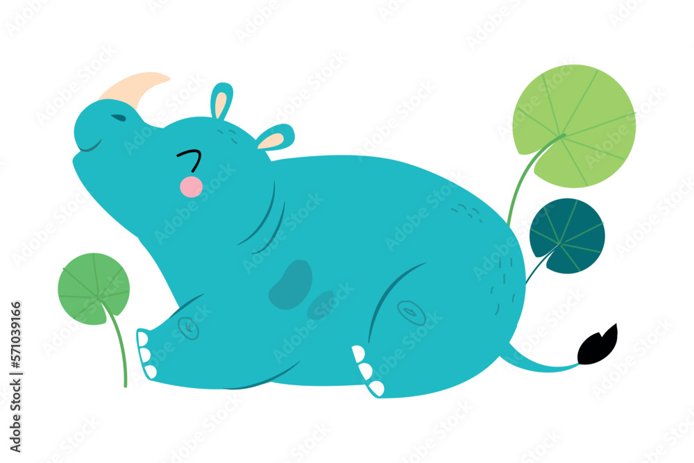 Adorable baby rhino. Cute wild animal cartoon vector illustration Adorable baby rhino. Cute wild animal cartoon vector illustration
