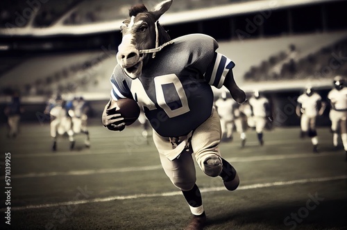 Donkey Football Quarterback Playing Football Generative AI