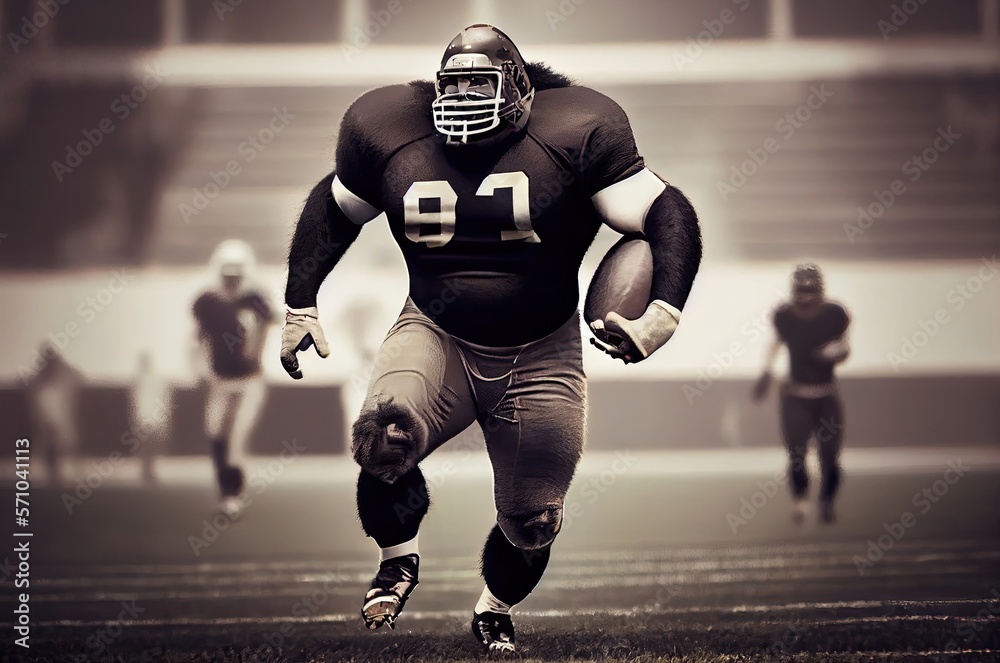 Gorilla Football Quarterback Running Fast Generative AI Gorilla Football Quarterback Running Fast Generative AI