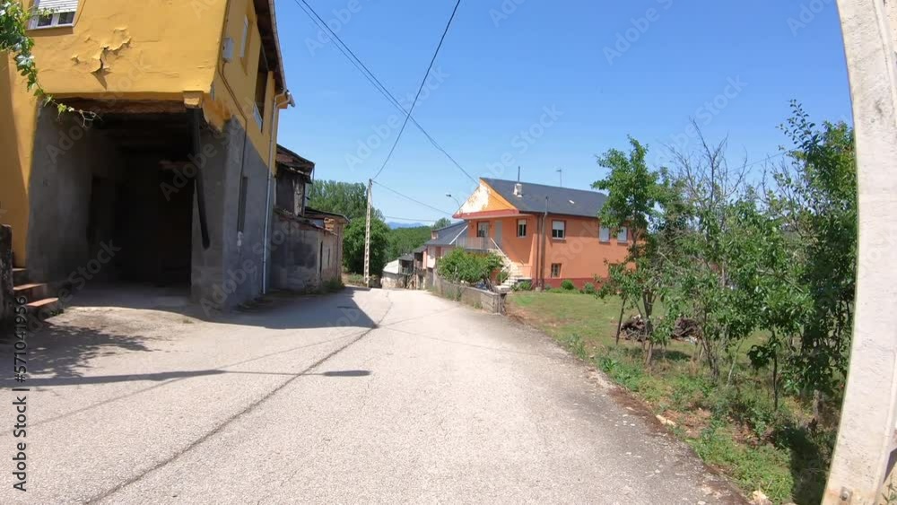 Camino de Invierno - paved road passing through Borrenes village, Province of León, Spain - June 2022 Camino de Invierno - paved road passing through Borrenes village, Province of León, Spain - June 2022