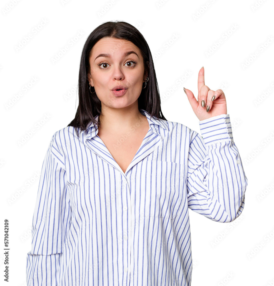 Young caucasian woman isolated having some great idea, concept of creativity. Young caucasian woman isolated having some great idea, concept of creativity.