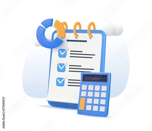 3D business money manage finances calculation 3D render illustration. Calculating analyzing personal corporate budget