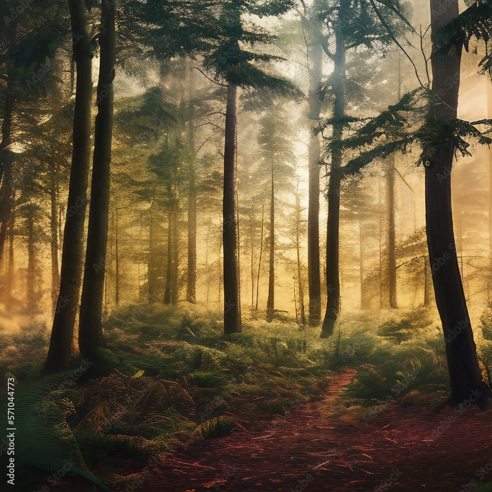 Naklejka premium Mysterious Forest That Inspires Wanderlust k hyperrealistic highly detailed