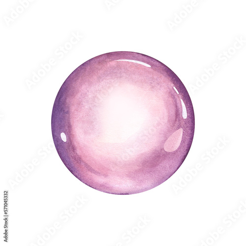 Magic crystal ball. Predictions. Watercolor illustration on isolated white background.