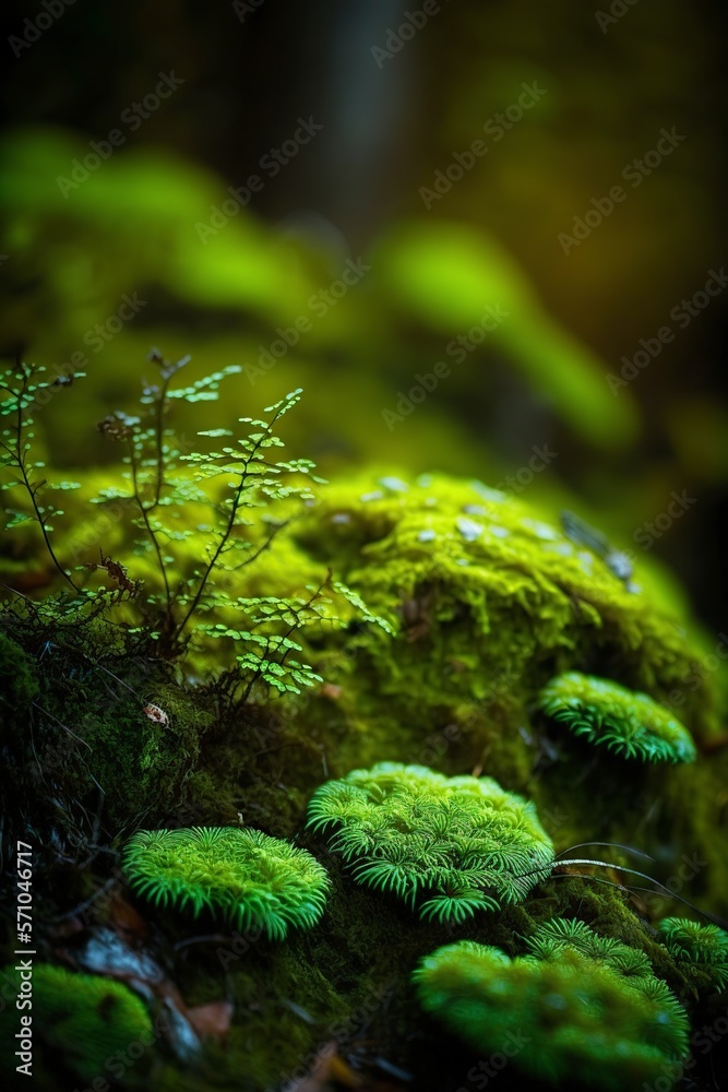 image, green moss in the forest, ai generative image, green moss in the forest, ai generative