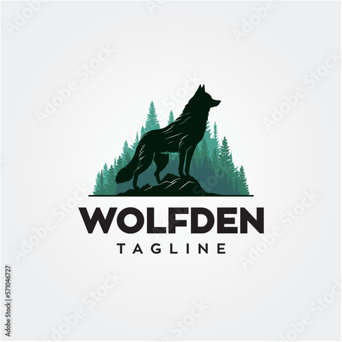 Wolf den logo illustration graphic art template
