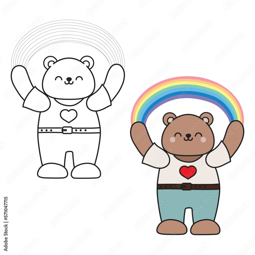 Teddy bear black and white outline illustration Teddy bear black and white outline illustration