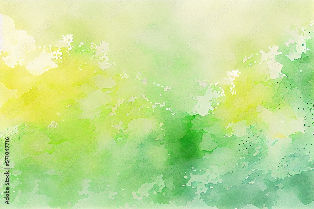 Fototapeta premium yellow and green watercolor background for spring, watercolor style AI Generated