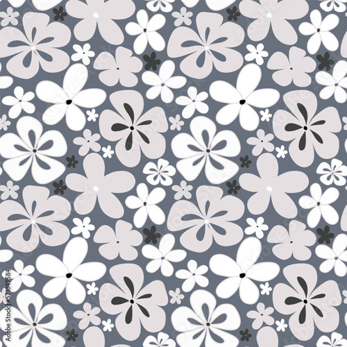 Flowers on a gray background. Gentle floral pattern in pastel colors. Seamless vector image.