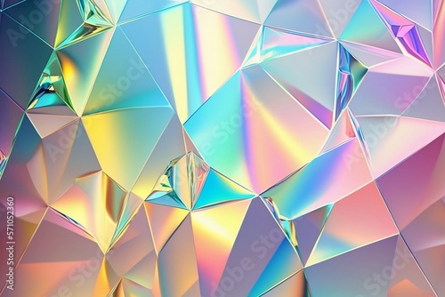 Crystal Clear: A Seamless Iridescent Rainbow Hologram Texture. Generative AI photo