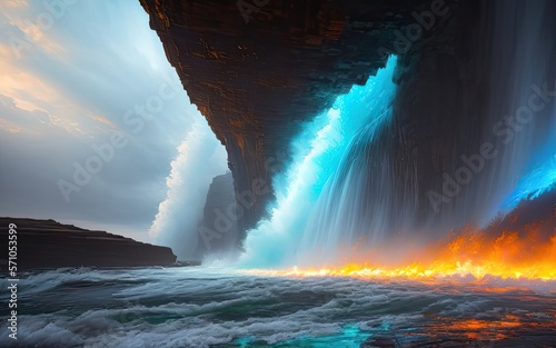 A beautiful seascape with big sea waves