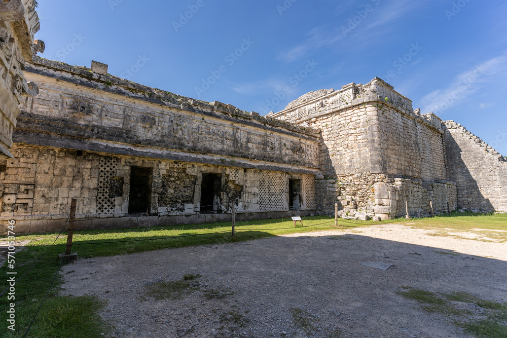 The ruins of a beautiful pyramid in the archaeological zone of Chichen Itza in Mexico. The ruins of a beautiful pyramid in the archaeological zone of Chichen Itza in Mexico.