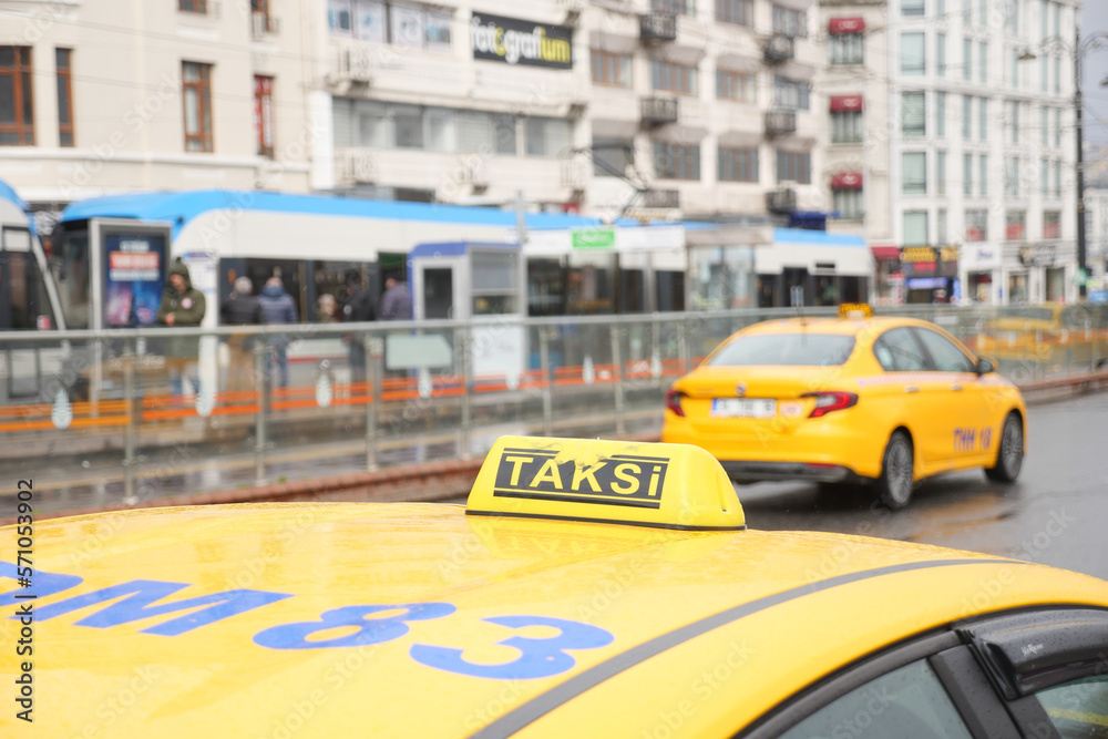 Taxi car in the street in Istanbul 