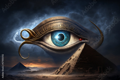 eye of horus, pyramids of egypt, eye of all, using ai