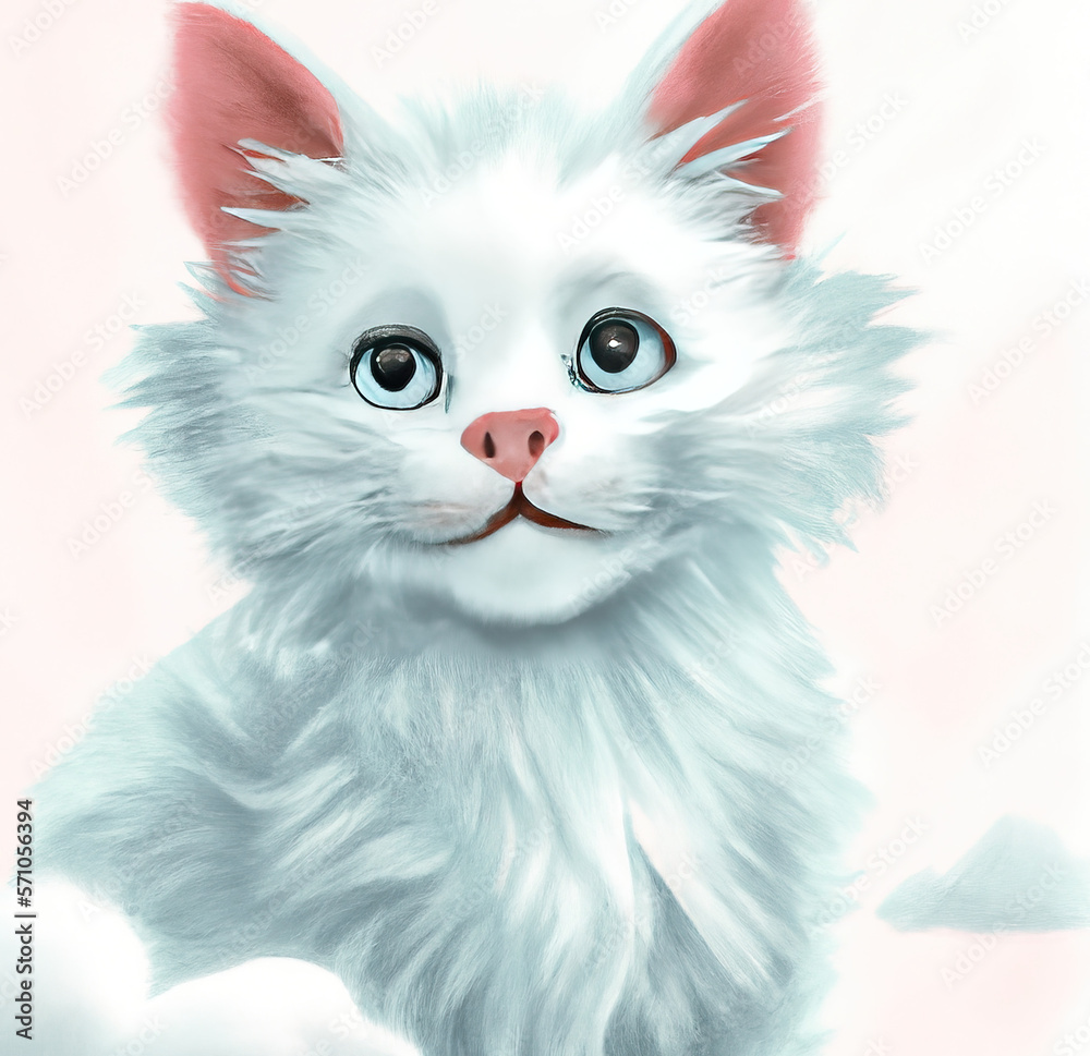 Fluffy Snow Coloured Cat