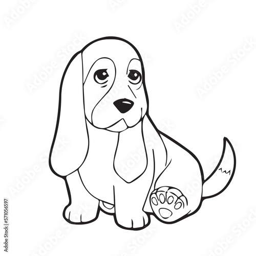 Pretty Puppy Dog and cat coloring page Design for Kids Children preschool stock vector style illustration