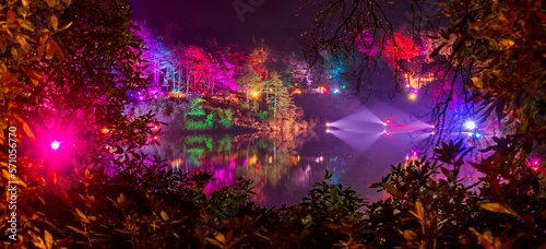 Fototapeta Naklejka Na Ścianę i Meble -  Colourful Illuminations around the lake at Blue Pool in Dorset