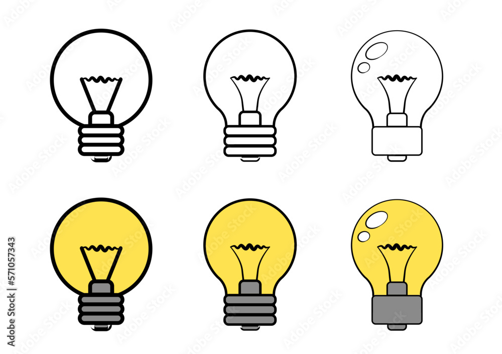 Electric lightbulb set, editable vector Electric lightbulb set, editable vector