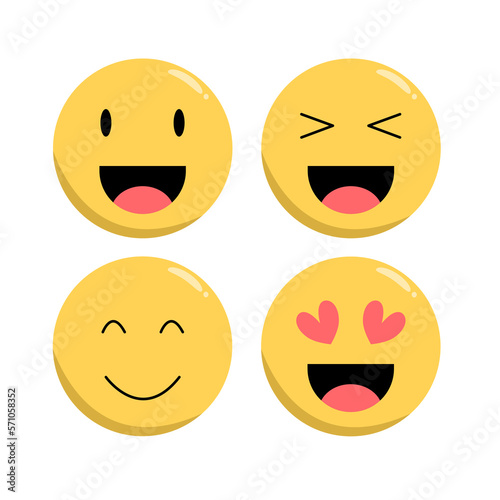 Set Of Emoji Flat Icon