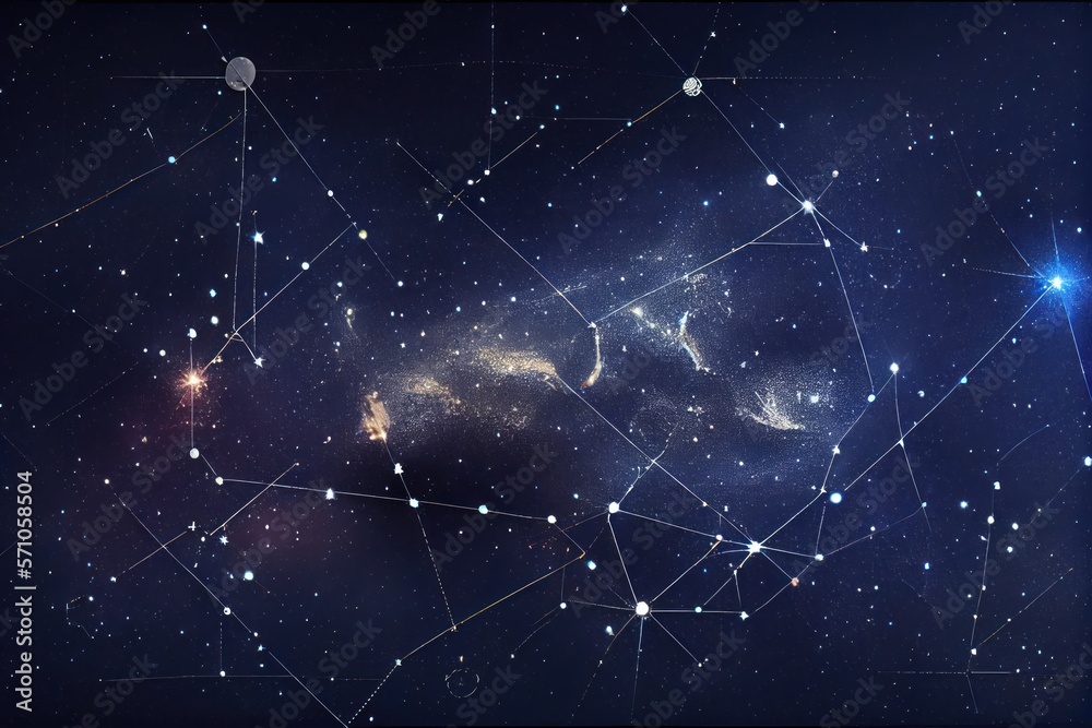 Space and galaxy astrology or astronomy background with star constellations.  - obrazy, fototapety, plakaty 