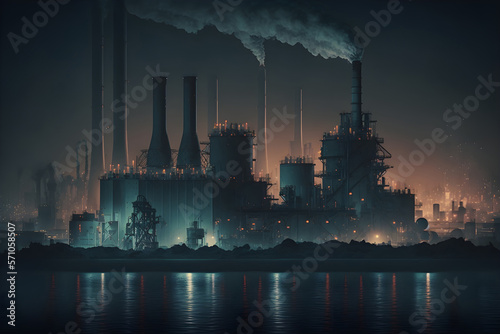 Industrial skyline by night