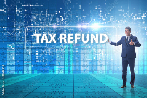 Businessman in tax refund concept