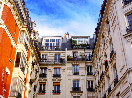 Parisian building facades in downtown district