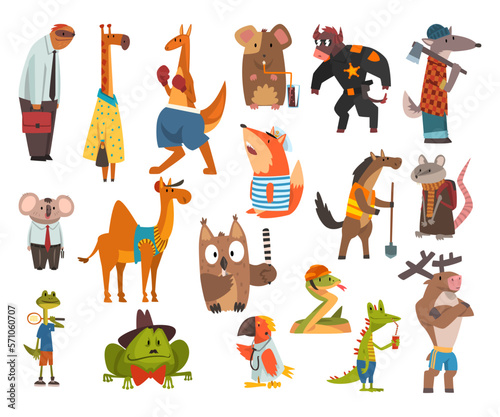 Humanized Animals of Different Professions with Big Vector Set photo