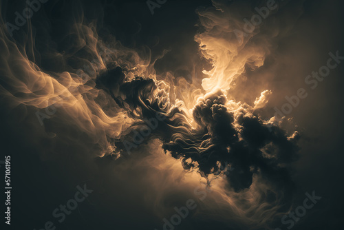 abstract background with billows of smoke in the dark. Generative AI 
