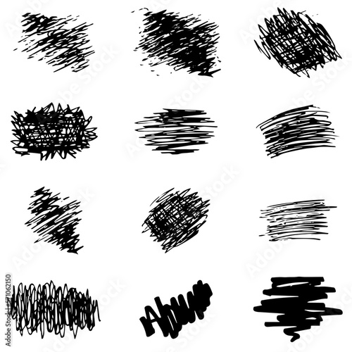 Vector grunge elements, set of grungy hand drawn scribblesh.