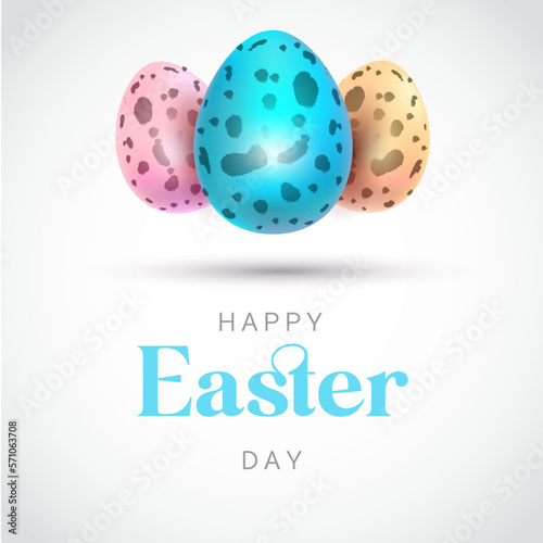 Happy Easter Day greeting banner with eggs