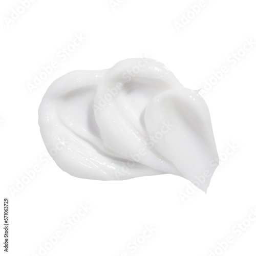White beauty cream smear smudge on transparent background. Cosmetic skincare product texture. Face cream, body lotion swipe swatch photo